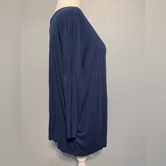 PIKO Oversized Tunic Top Navy Long Sleeve Bamboo Eco Sustainable Lagenlook Large - Picture 2 of 6